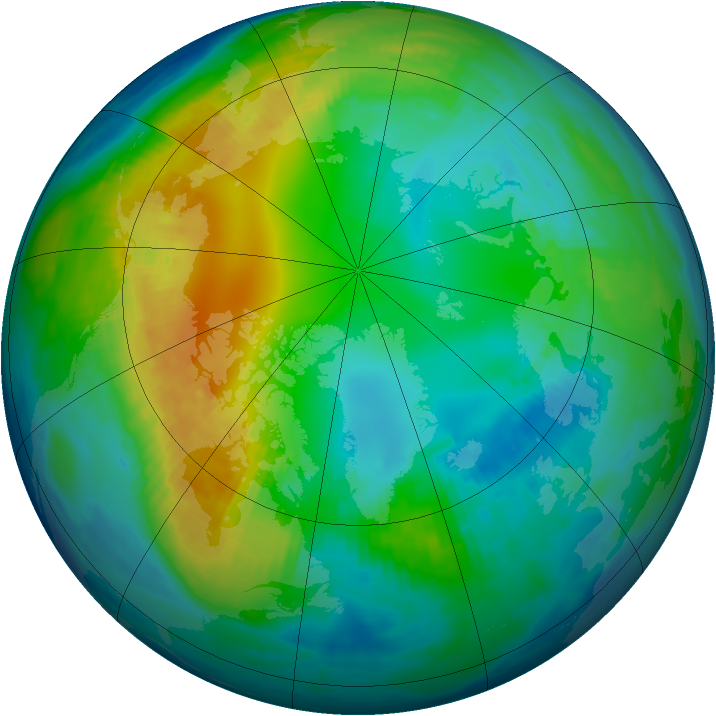 Arctic ozone map for 06 November 1987